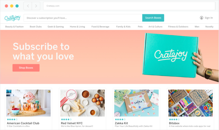 Cratejoy Marketplace and online storefront